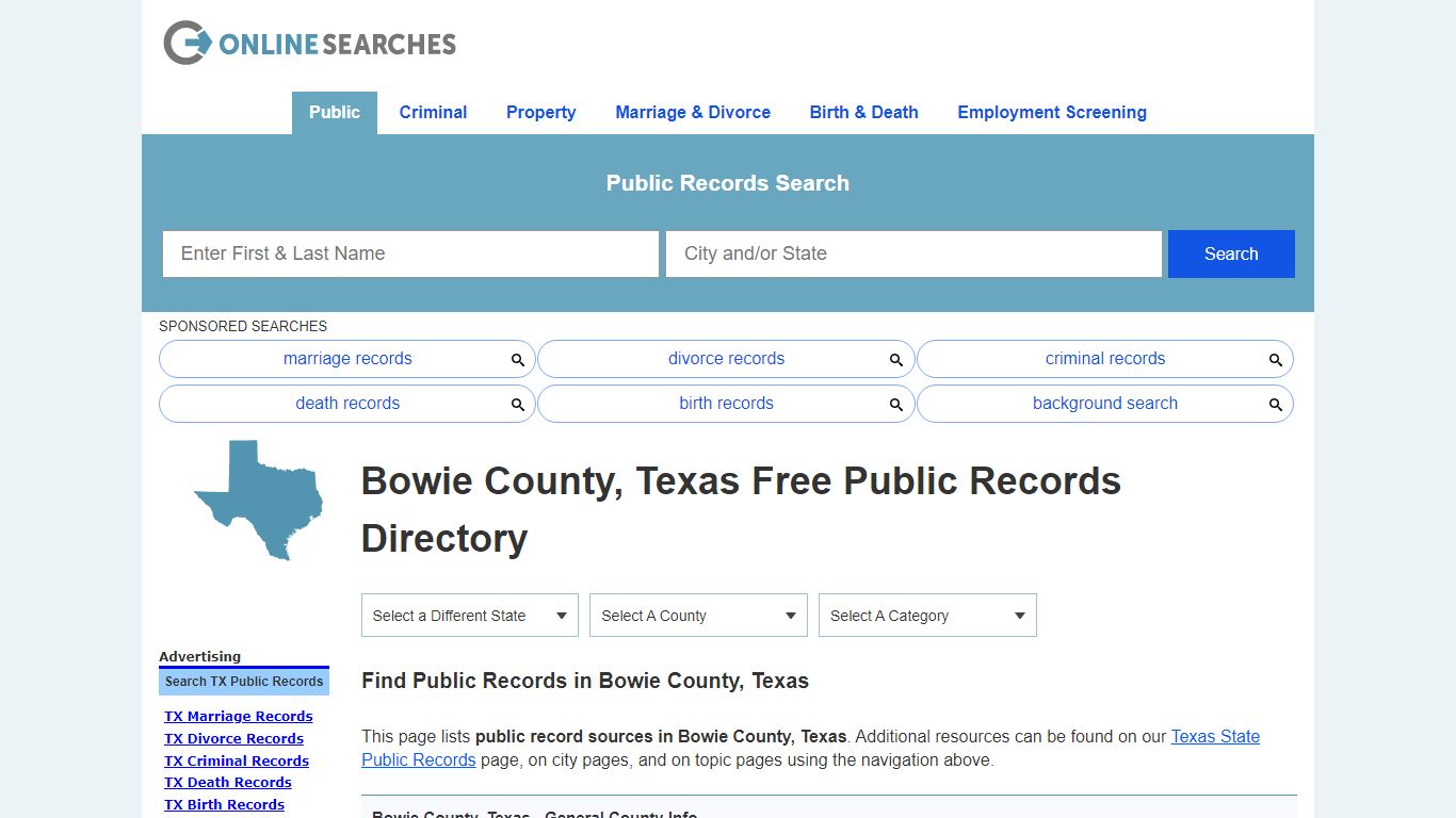 Bowie County, Texas Public Records Directory